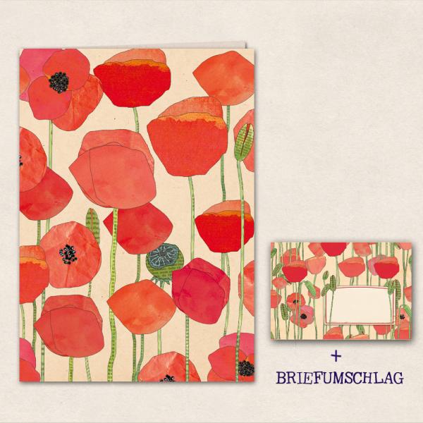Doppelkarte Mohnblumen