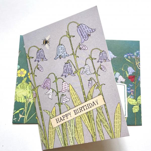 Doppelkarte : Happy Birthday Glockenblume