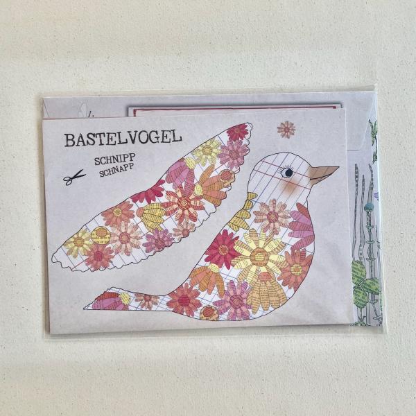 Bastelkarte Blumenvogel - Set mit Briefumschlag