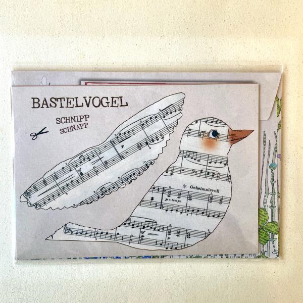 Bastelkarte Notenvogel - Set mit Briefumschlag