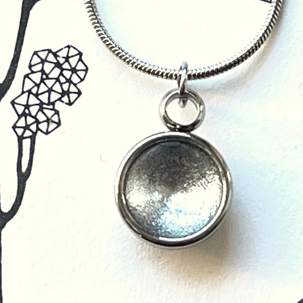 Zierlicher Schalenanhänger mit Kontrastfarbe in Silber – Edelstahl – inklusive Kette