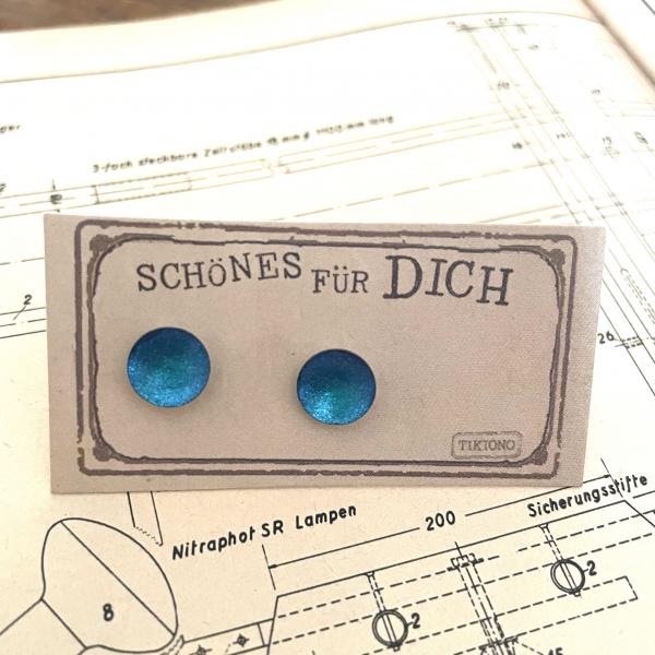 Lack Ohrstecker in metallic aqua