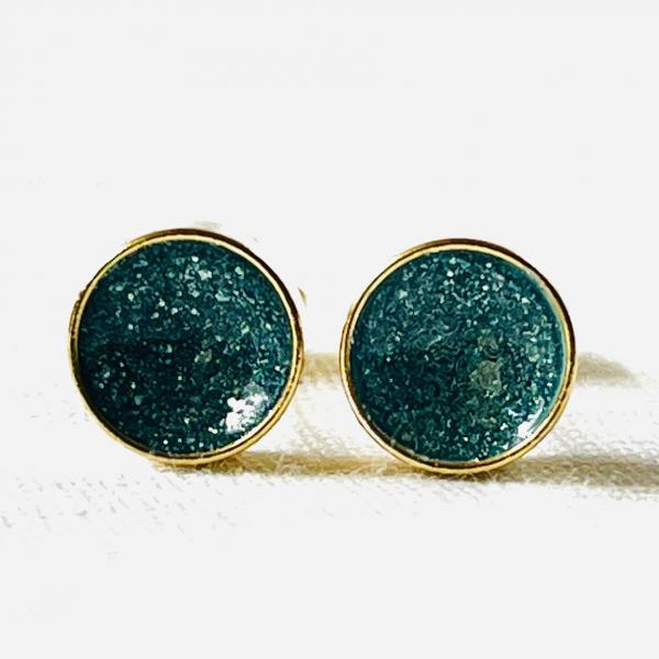Gold Plated Stud Earrings – Shimmering turquoise inside