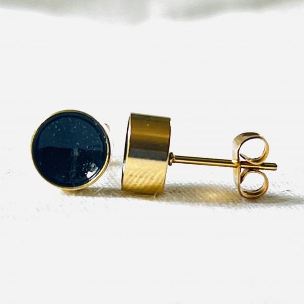 Gold Plated Stud Earrings – Shimmering black inside