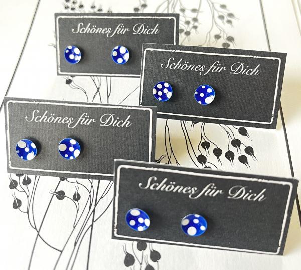 little Stud Earrings with Dots - blue