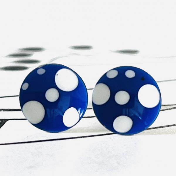 little Stud Earrings with Dots - blue