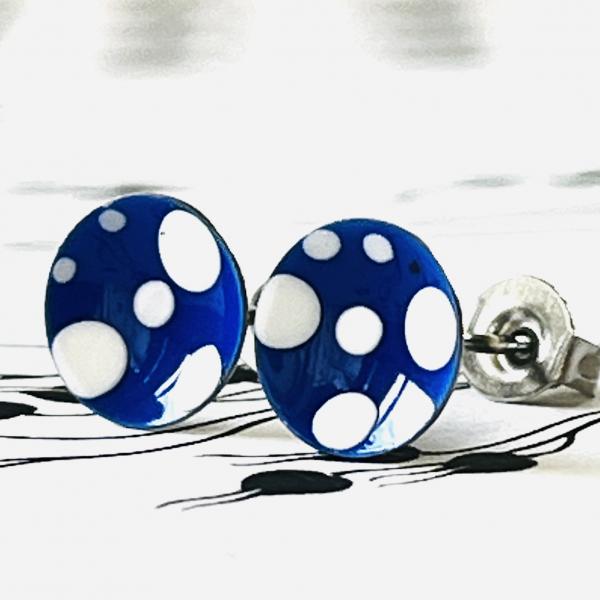 little Stud Earrings with Dots - blue