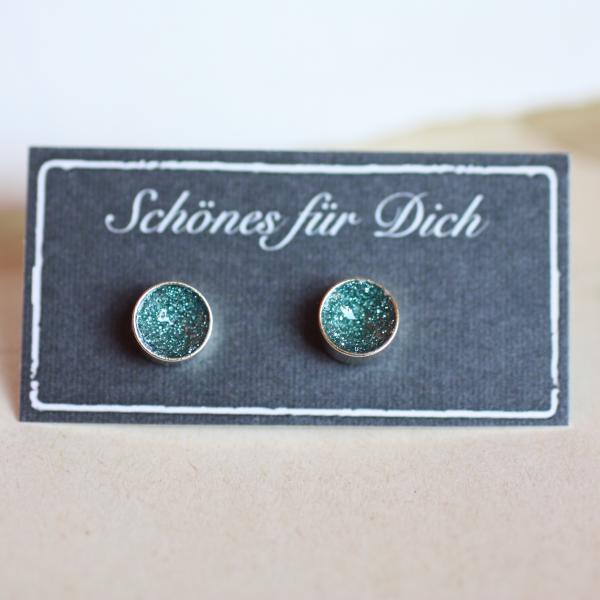 Funkel Schalen - Ohrstecker in gold türkis