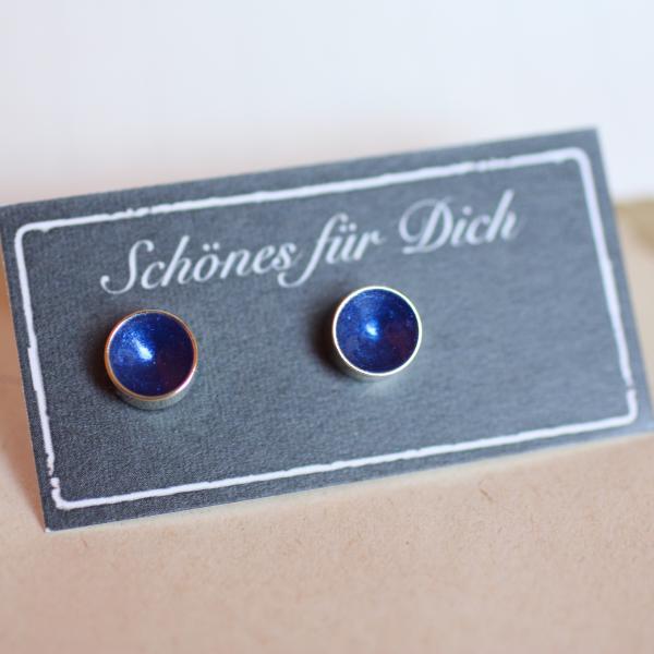 Funkel Schalen - Ohrstecker in gold blau