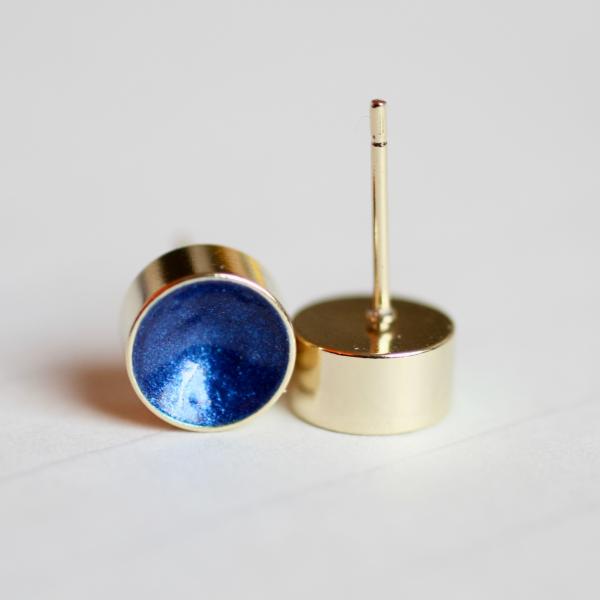 Funkel Schalen - Ohrstecker in gold blau