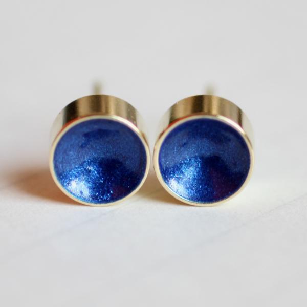 Funkel Schalen - Ohrstecker in gold blau