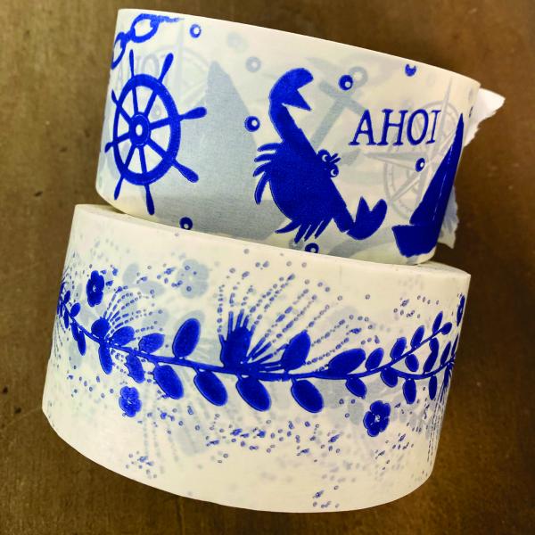 Packband - Papierklebeband - blaue Ranke