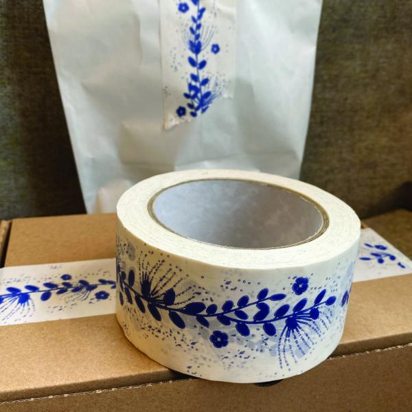 Packband - Papierklebeband - blaue Ranke