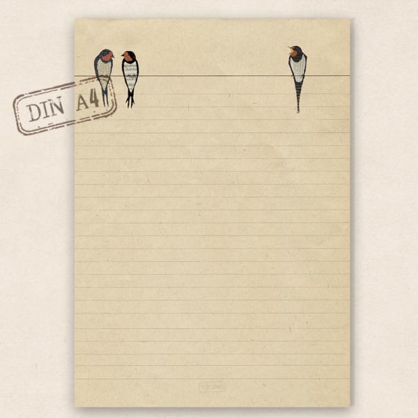 A4 Briefpapier - Rauchschwalben