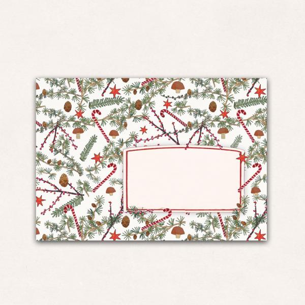 Set of 10 Envelopes with bright christmas pattern