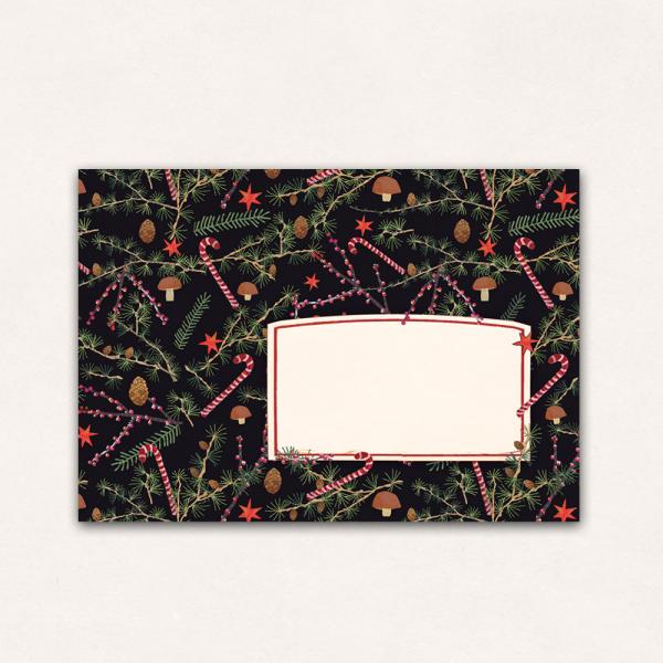 Set of 10 Envelopes with dark christmas pattern