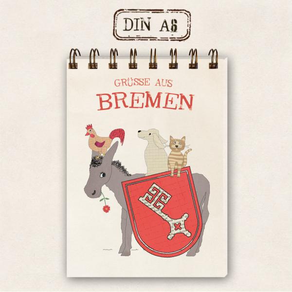 Skizzenblock Notizbuch DIN A6 - Bremer Stadtmusikanten