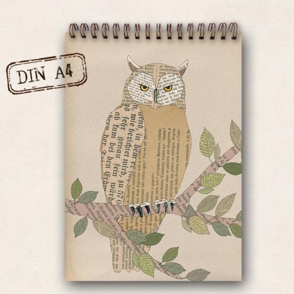 DIN A4 Buch Eule - Bindung oben
