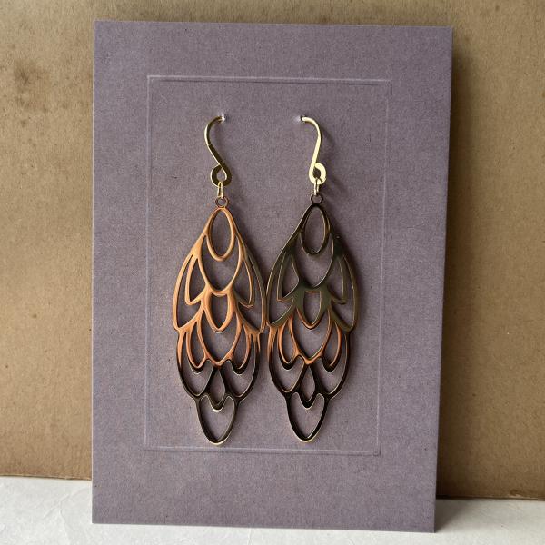 Gold-Plated Stainless Steel Earrings – Geometric Wing Shape