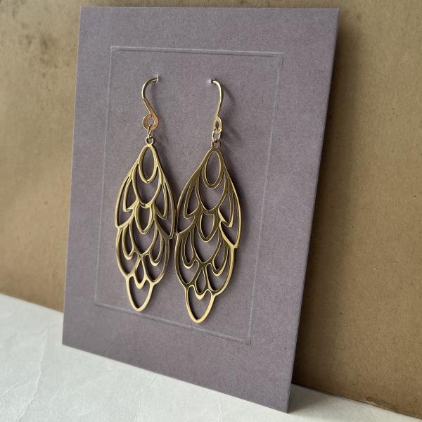 Gold-Plated Stainless Steel Earrings – Geometric Wing Shape