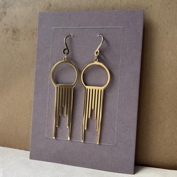 vergoldete Edelstahl-Ohrhänger – filigranes, geometrisches Design - Makramee-Kreis