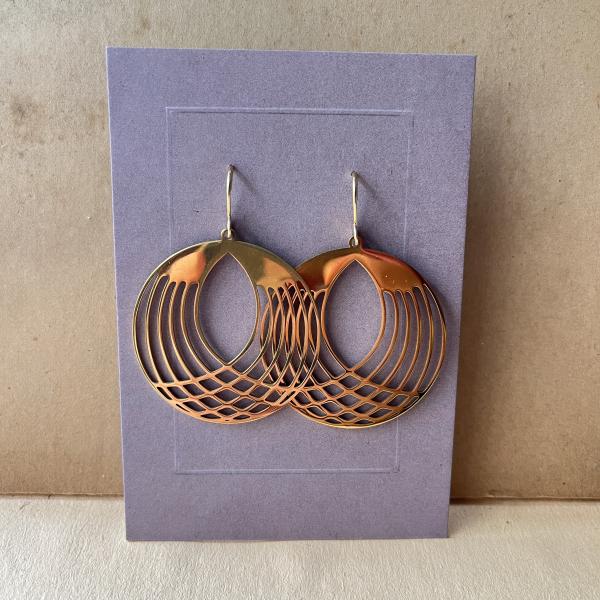 große vergoldete Edelstahl-Ohrhänger – Jugendstil Design