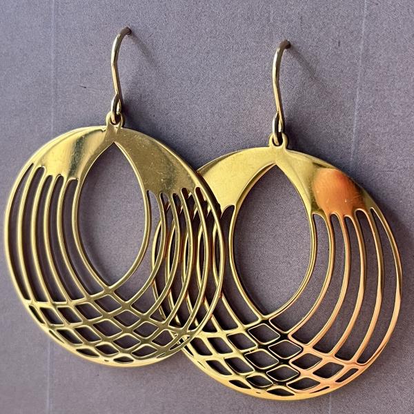 große vergoldete Edelstahl-Ohrhänger – Jugendstil Design