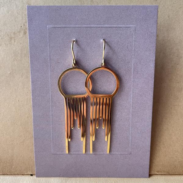 Gold-Plated Stainless Steel Earrings – Geometric Design - Art déco