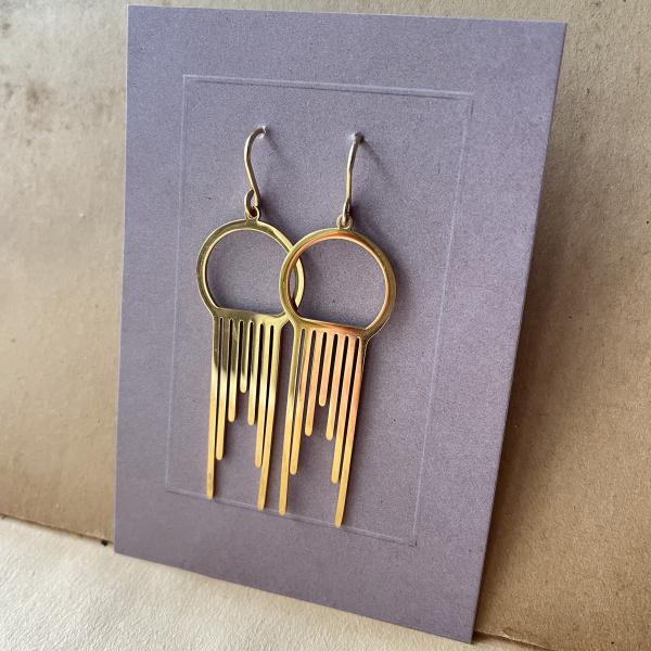 Gold-Plated Stainless Steel Earrings – Geometric Design - Art déco