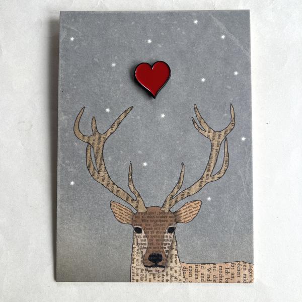 Heart – Enamel Pin on Deer Card