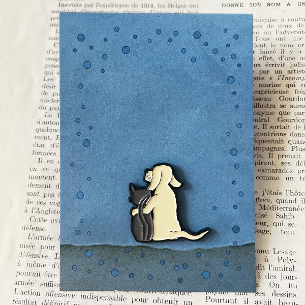 Emaille Pin - Hund und Katze