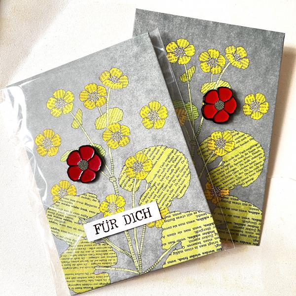Blume - Ansteck-Pin auf großer Karte