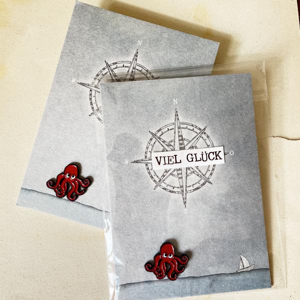 Octopus – Enamel Pin on Large Card