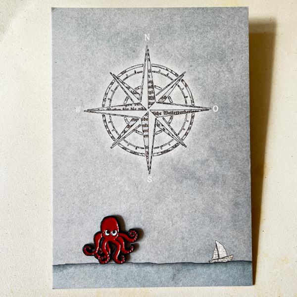 Octopus – Enamel Pin on Large Card