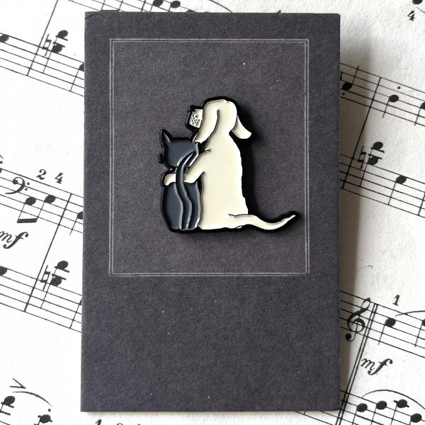 Enamel Pin - Cat and Dog - friendship